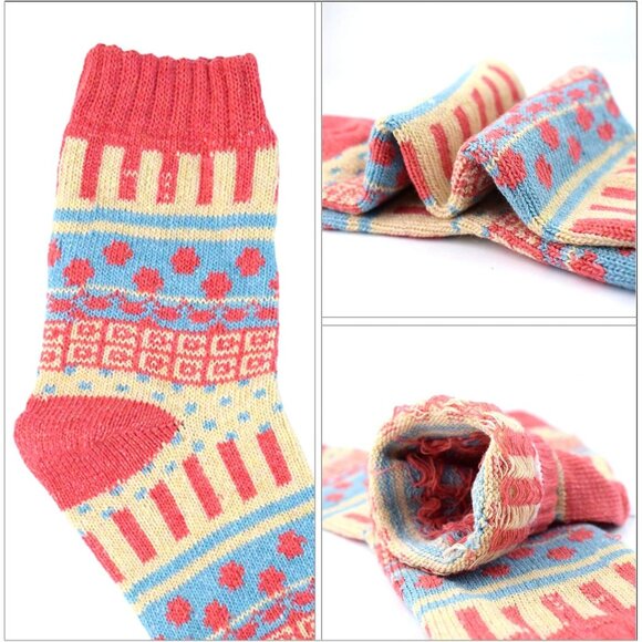 YZKKE 5Pack Womens Q-1 Vintage Winter Soft Warm Thick Cold Knit Wool Crew Sock - Picture 3 of 6
